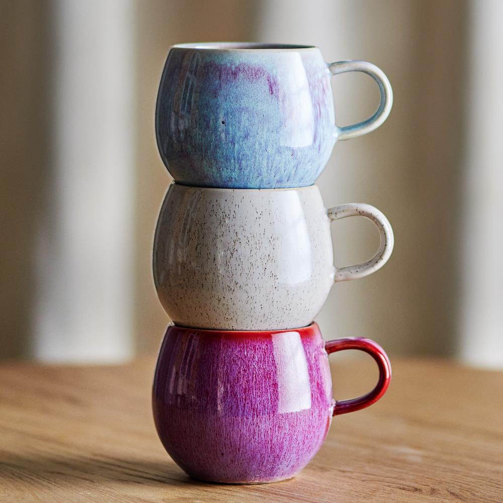 Bloomingville Addison Tasse 3er Set 500 ml D10,5 cm rosa - Steingut Tassen für Küche & Kaffee
