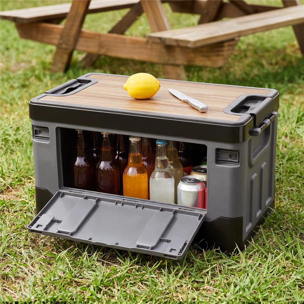 NILS CAMP Transportbox 38L Grau - klappbare Campingbox mit Tischfunktion für Outdoor & Auto