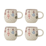 Bloomingville Ornamentia Becher Bunt Steingut 4er Set Weihnachtstassen 300 ml