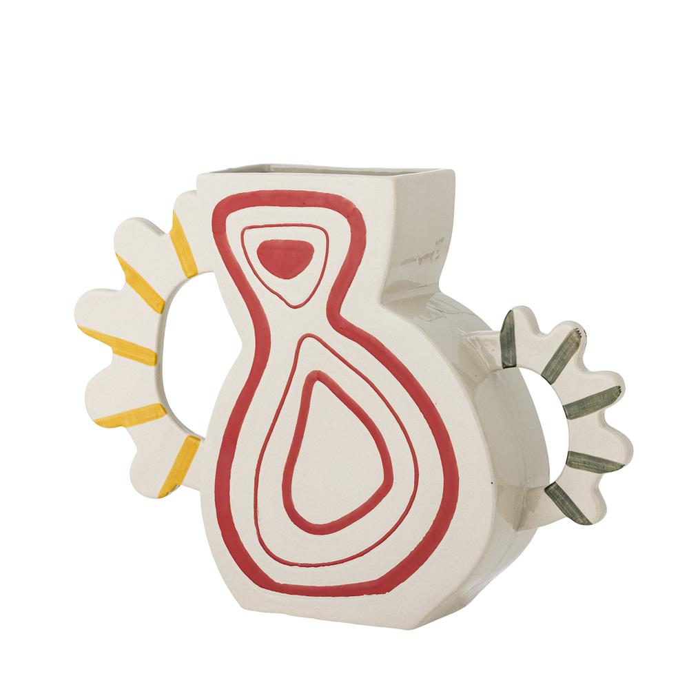 Bloomingville Samila Vase bunt - Steingut Vase skulptural handbemalt für Wohnzimmer & Deko
