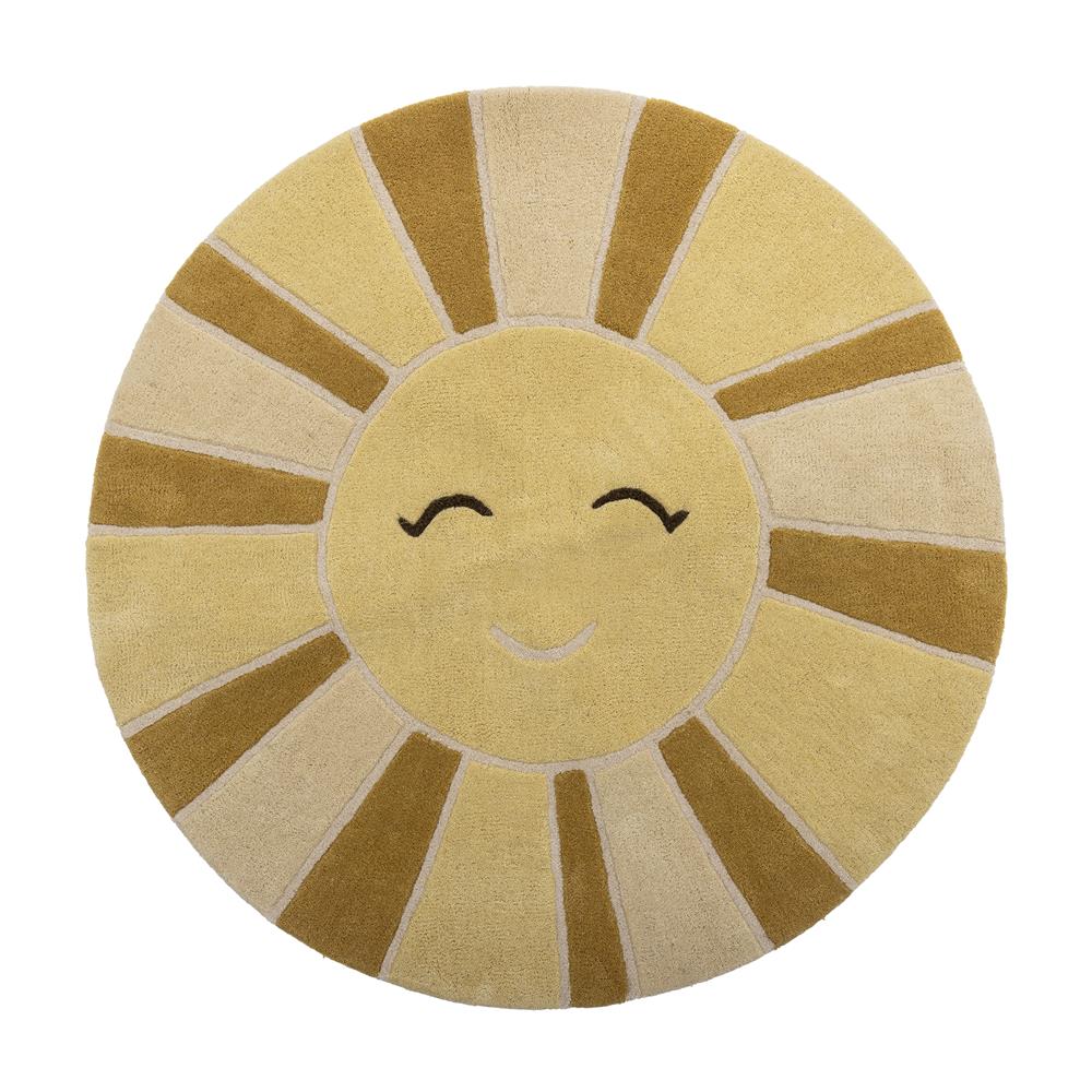 Bloomingville MINI Sun Teppich Gelb Wolle Durchmesser 110cm Kinderzimmer