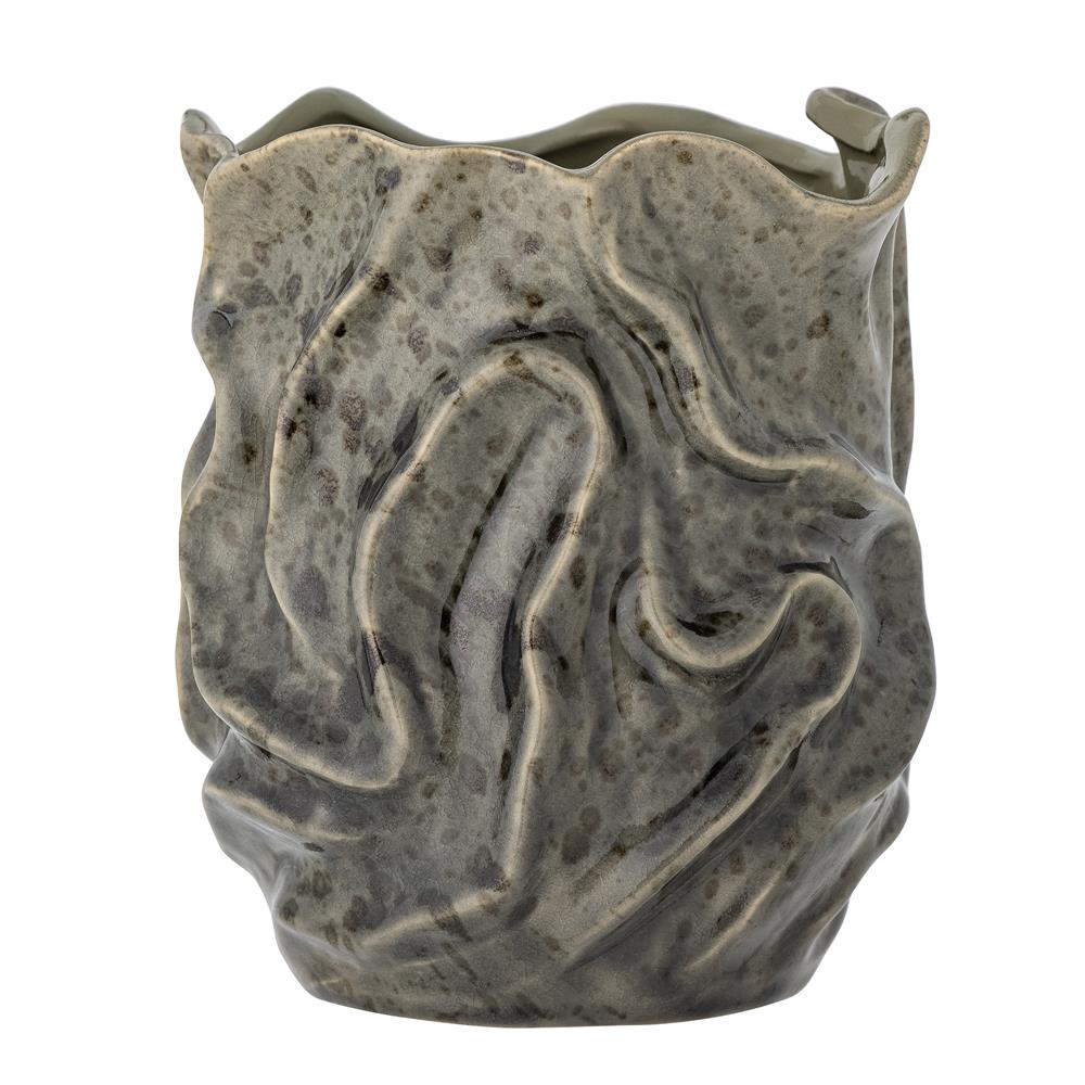 Bloomingville Soumia Deko-Vase, Grau, Steingut D16,5xH19 cm