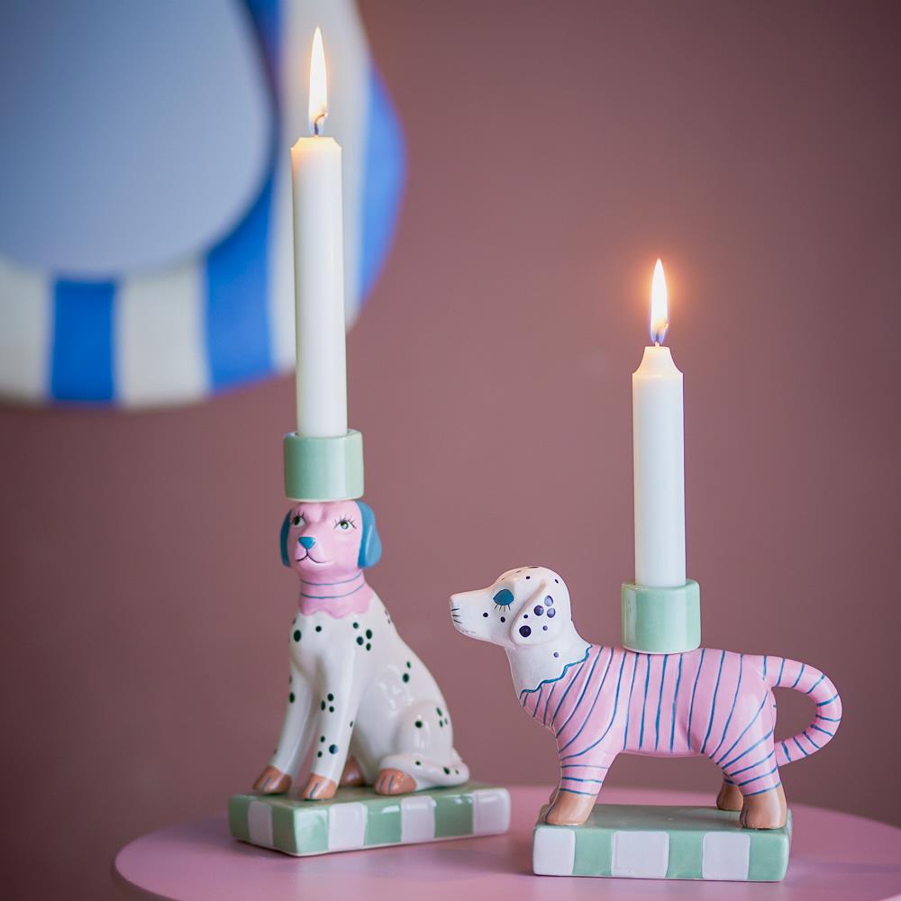 Bloomingville Doglie Kerzenhalter Rose Steingut 2er Set