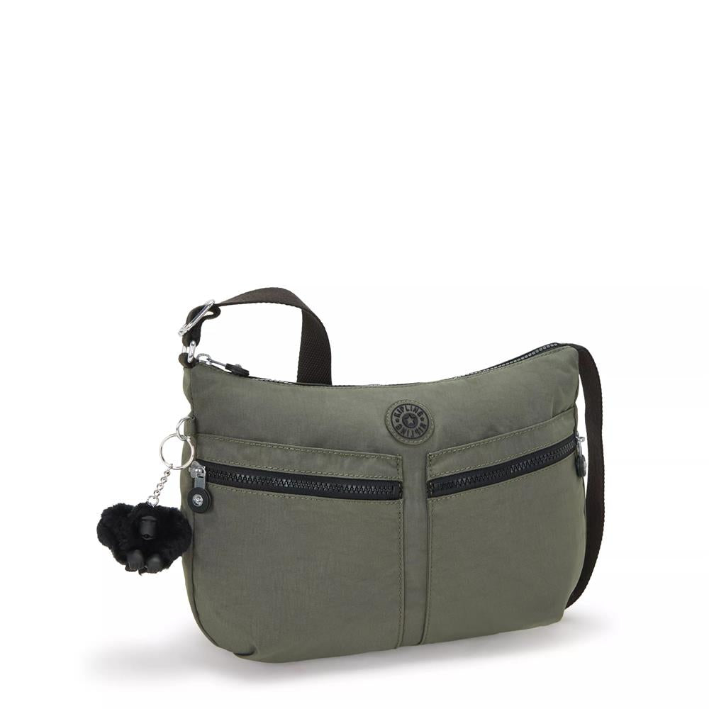 Kipling IZELLAH, mittelgroße Schultertasche, Green Moss (grün), Umhängetasche mit viel Stauraum