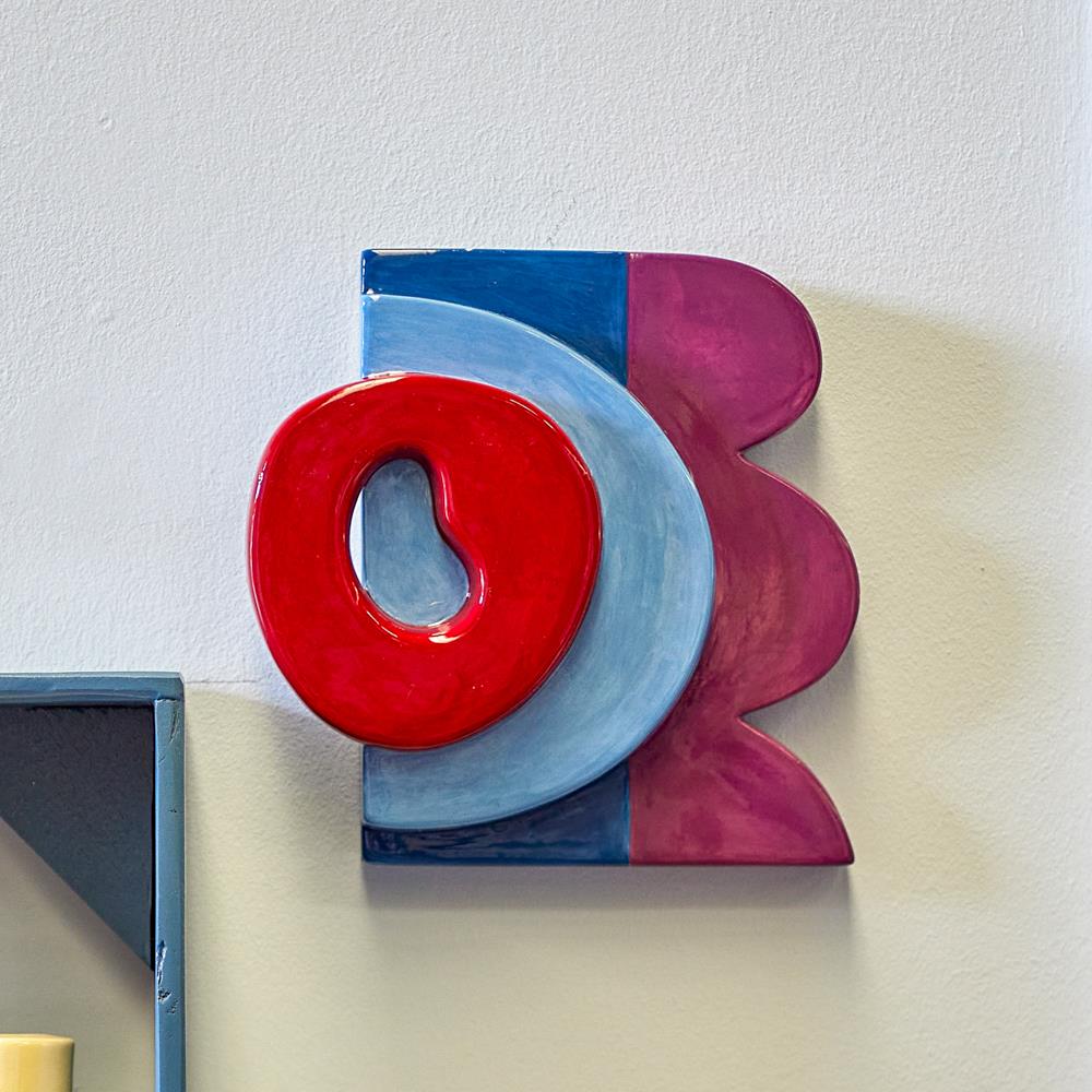 Bloomingville Polivia Wanddekoration bunt - Keramik Wandobjekt modern Color Block für Wohnzimmer