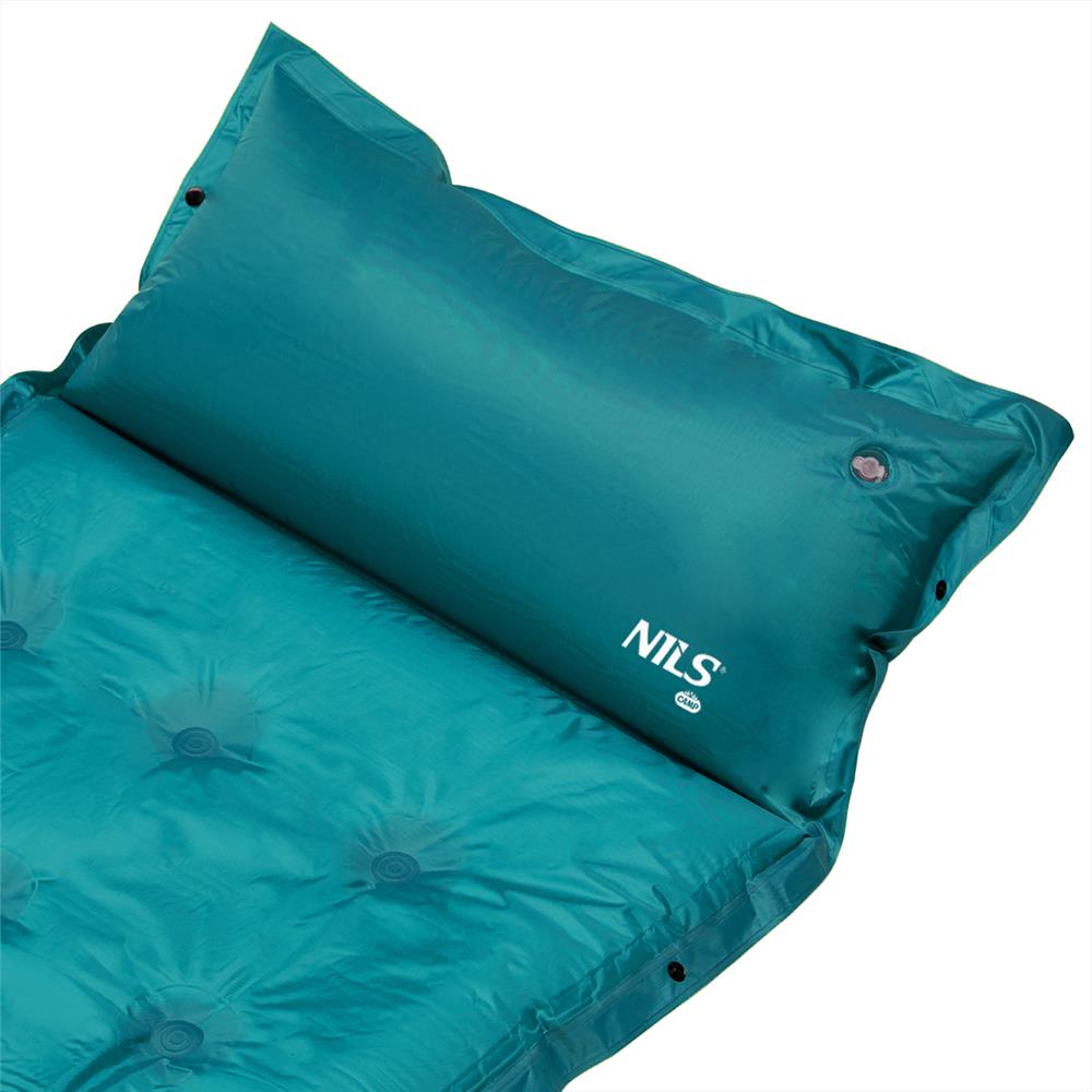 NILS CAMP selbstaufblasende Campingmatte 188 cm meerblau mit Kissen Isomatte Outdoor