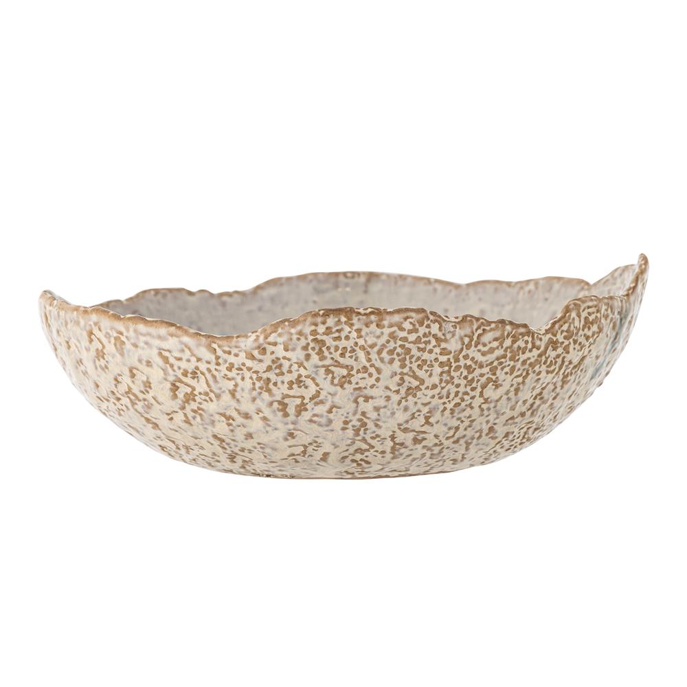 Bloomingville Amalia Schale, Blau, Steingut, 24 cm, 1400 ml, spülmaschinengeeignet, handglasierte Optik