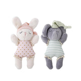 Bloomingville MINI Elie Puppe bunt - 2er Set Kuschelpuppen Hase & Elefant für Baby & Kinderzimmer
