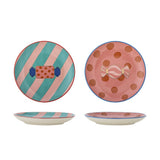 Bloomingville Caramella Weihnachtsteller, Steingut 2er Set mit Bonbon-Motiv