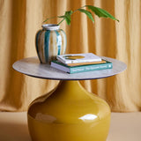 Bloomingville Lecco Couchtisch gelb - Design Beistelltisch mit Keramikfliesen für Wohnzimmer