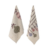 Bloomingville Ornamentia Küchenhandtuch Bunt Baumwolle 2er Set Weihnachtstuch