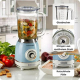 Ariete Vintage Standmixer, Blau, Glasbehälter 1,5L, Smoothie Maker, 1000W