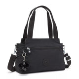 Kipling ELYSIA, mittelgroße Schultertasche, Black Noir (schwarz), Umhängetasche mit vielen Fächern