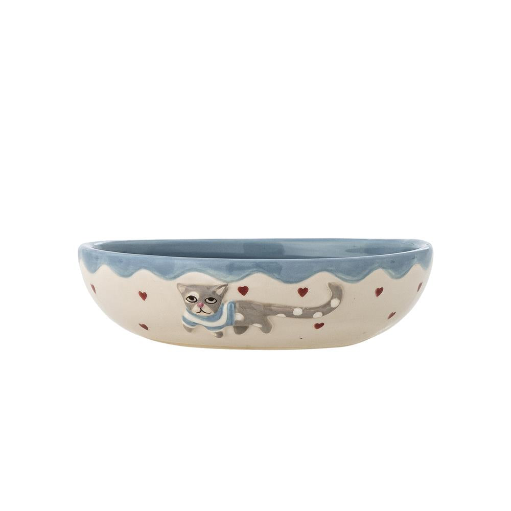 Bloomingville MINI Mille Geschirr Set 3-teilig bunt - Kinder Geschirr mit Katzenmotiv für Tisch & Küche