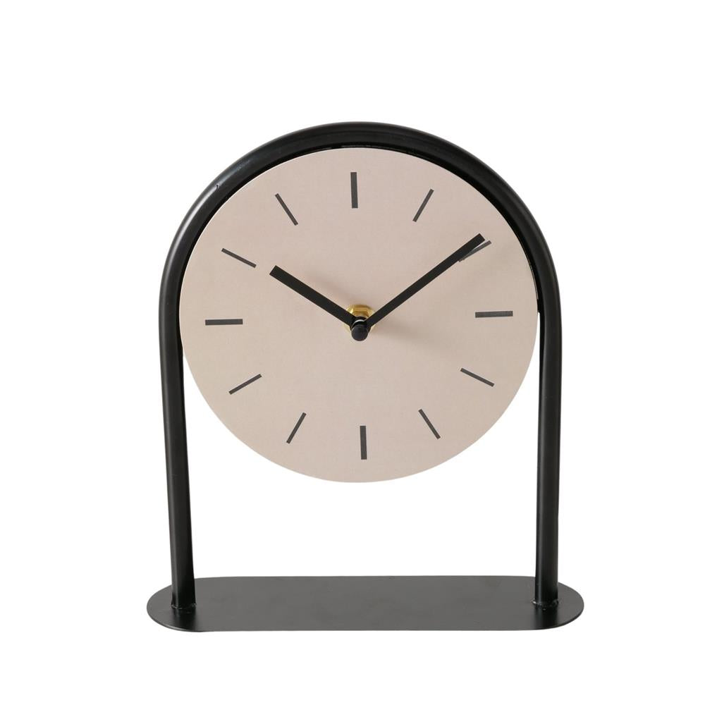BOLTZE Tischuhr Diabolo Metall beige rund analog 22 cm modern