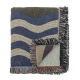 Bloomingville Vinay Decke 160x130 cm bunt - Plaid aus recycelter Baumwolle mit Wellenmuster für Sofa