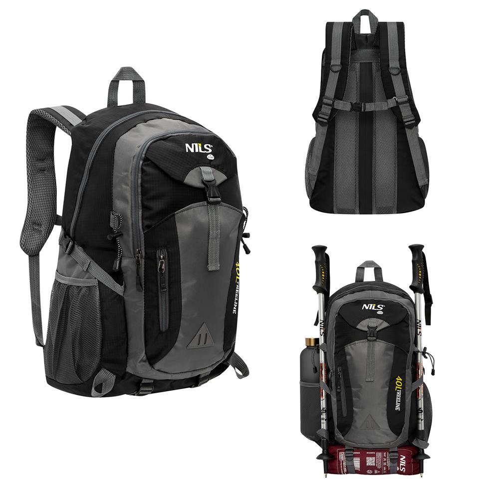 NILS CAMP Trekkingrucksack Treeline 40L Schwarz - Outdoor Rucksack Wandern Camping