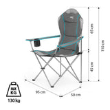 NILS CAMP Campingstuhl Hellgrau-Blau - großer gepolsterter Klappstuhl mit Armlehnen für Camping & Garten