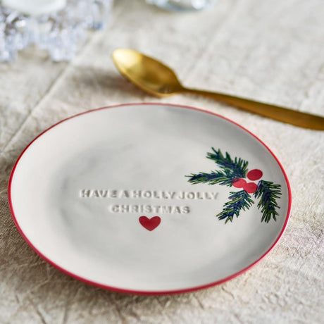 Bloomingville Jovida Teller Natur Steingut 4er Set Weihnachtsteller 16 cm