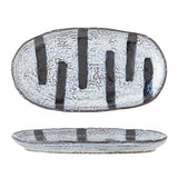 Bloomingville Ever Teller aus Steingut in Blau L24,5 x W13,5 cm – Servierteller für Tischdeko