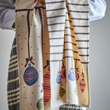 Bloomingville Ornamentia Küchenhandtuch Bunt Baumwolle 2er Set Weihnachtstuch
