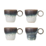 Bloomingville Nigel Becher aus Steingut in Blau 300 ml – 4er Set für Küche und Tischdeko