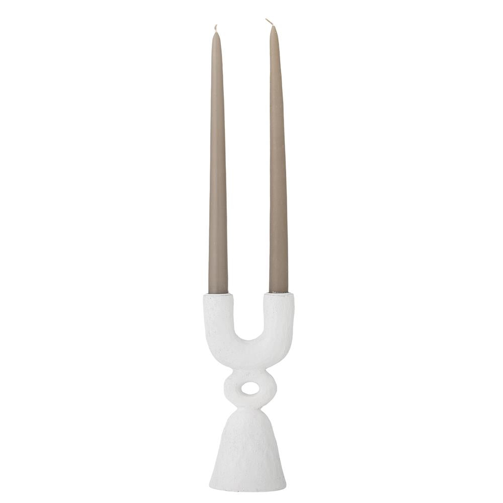 Bloomingville Syra Kerzenhalter Weiß Polyresin L10xH22xW8 cm – skulpturaler Doppelhalter