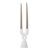 Bloomingville Syra Kerzenhalter Weiß Polyresin L10xH22xW8 cm – skulpturaler Doppelhalter
