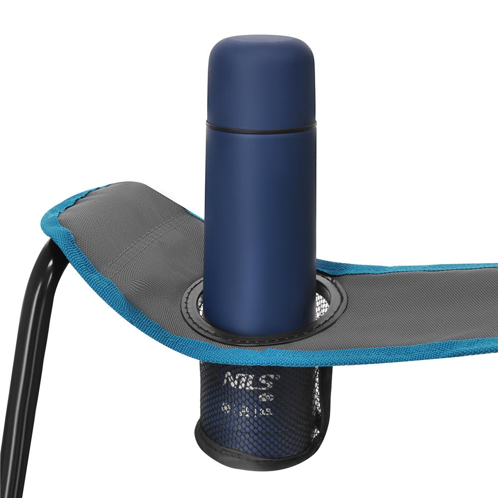 NILS CAMP Campingstuhl klappbar Grau - Klappstuhl mit Taschen & Becherhalter für Camping