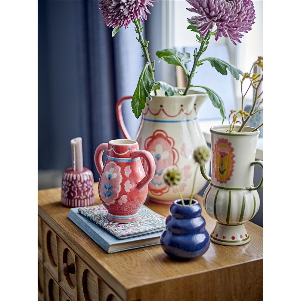 Bloomingville Odina Krug, 3,3 Liter, aus Steingut, mit Blumenmotiv in Pink- und Blautönen