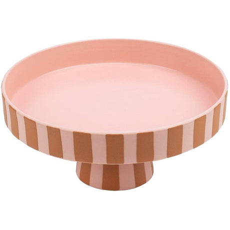 OYOY Toppu Tablett - 20x9 cm, Caramel/Rosa gestreift - als Tortenständer, Tortenplatte, Obstschale