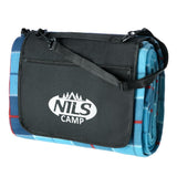 NILS CAMP Picknickdecke Blau karriert 250x200 cm - große Outdoor Decke mit Aluminium für Strand & Garten