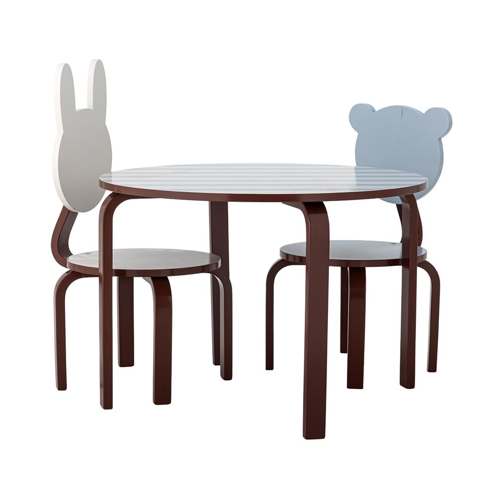 Bloomingville MINI Liova Tisch blau/weiß gestreift - Kindertisch aus MDF mit Streifenmuster für Kinderzimmer