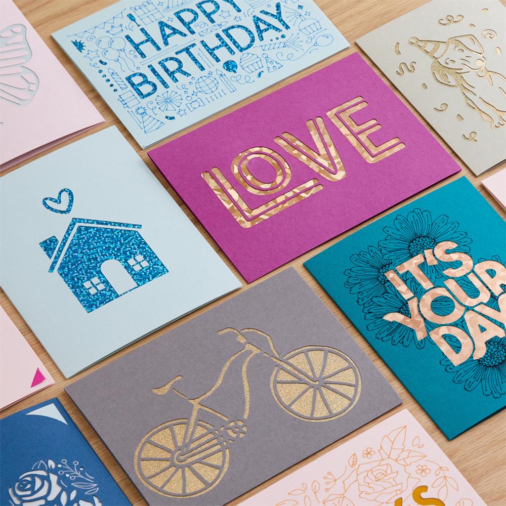 Cricut Cutaway Cards Neutral R40 Klebekarten mit Hintergrundblätter 12 Stück