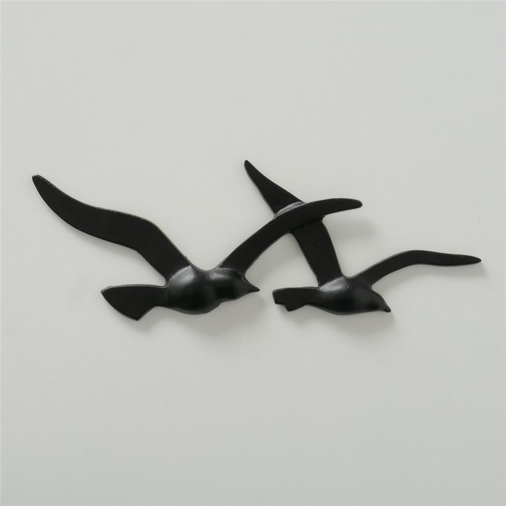 BOLTZE Wandobjekt Möwe Birdy 2er Set Schwarz Wanddeko Vögel Metall Maritimes Skandinavisches Design
