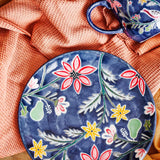 Bloomingville Meredith Teller 4er Set bunt - Steingut Teller handbemalt für Küche & Tischdeko