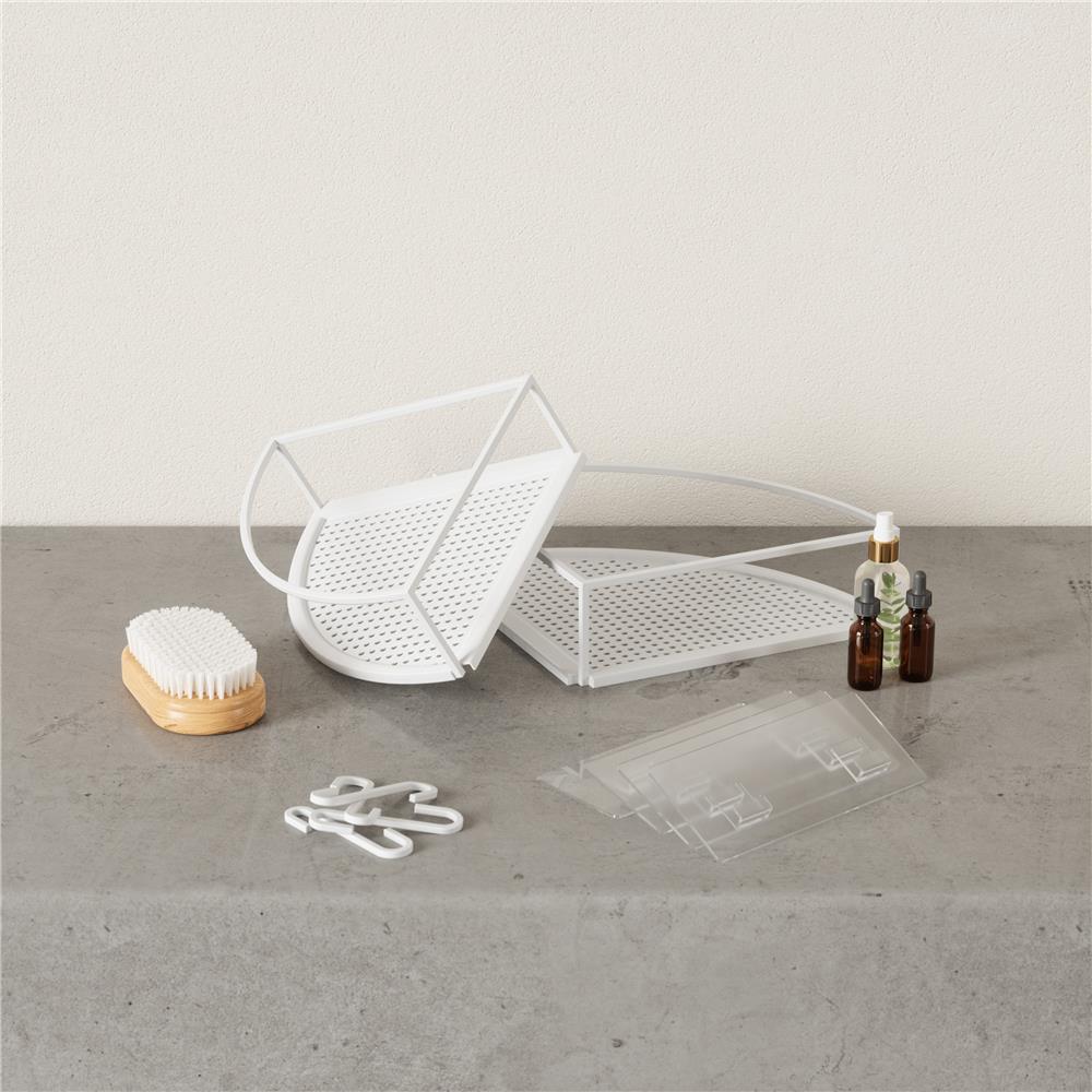Umbra Cubiko Eckregale, Duschablage, Duschregale ohne Bohren mit Haken, 2er Set, in Weiß