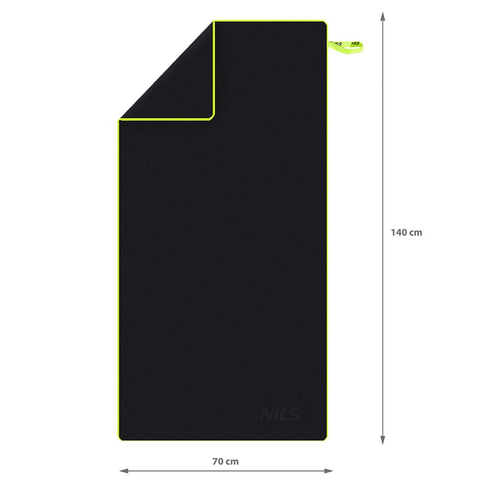 NILS Mikrofaserhandtuch 140x70 cm in Schwarz - schnelltrocknendes Handtuch für Camping, Strand & Sport