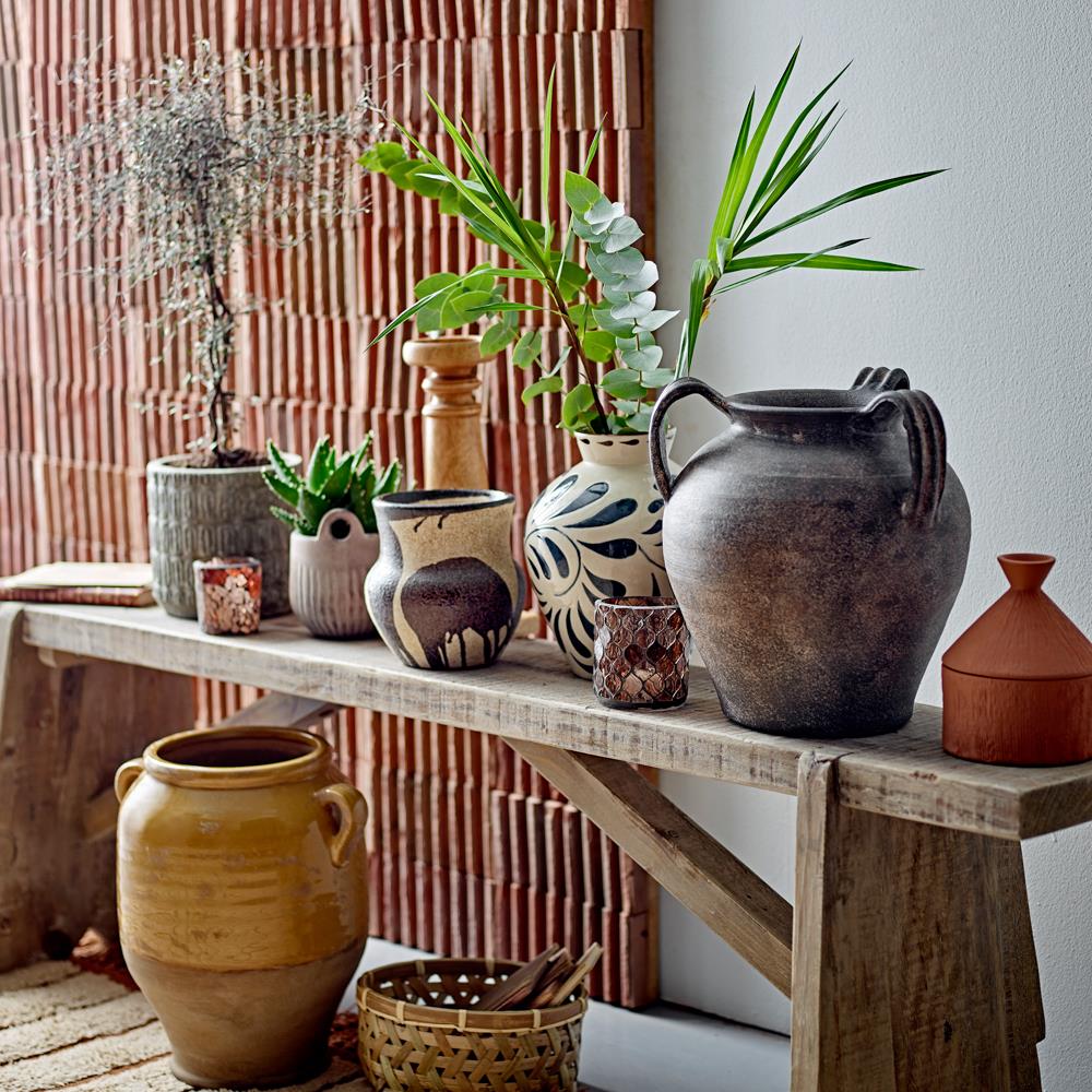 Bloomingville Benas Deko‑Blumentopf grau D17 cm aus Zement – rustikaler Blumentopf für Wohnzimmer