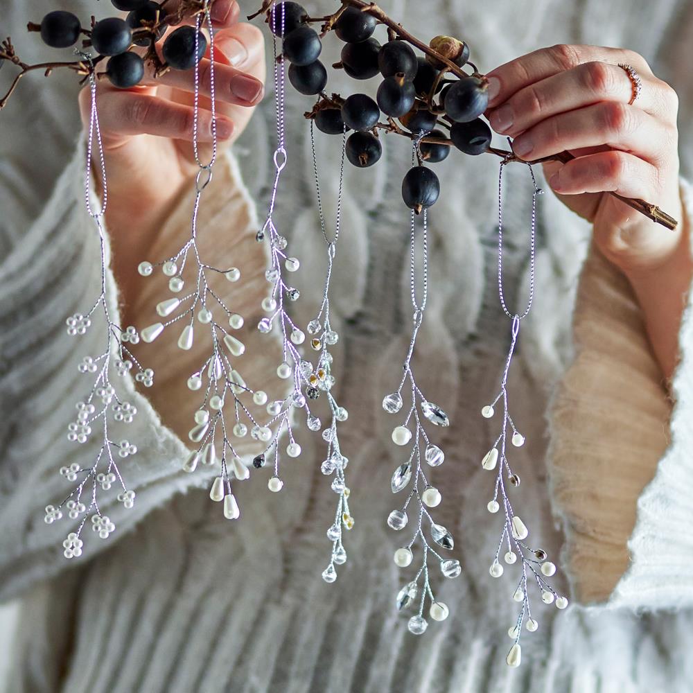 Bloomingville Ikata Weihnachtsanhänger Klar 6er Set Perlen Christbaumschmuck