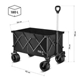 NILS CAMP XXL Bollerwagen faltbar 180L in Schwarz - Campingwagen für Strand & Garten