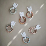 Mushie Beißring Perlen 3er Set, Mellow/Terracotta/Periwinkle, Armband aus Silikon, BPA-frei