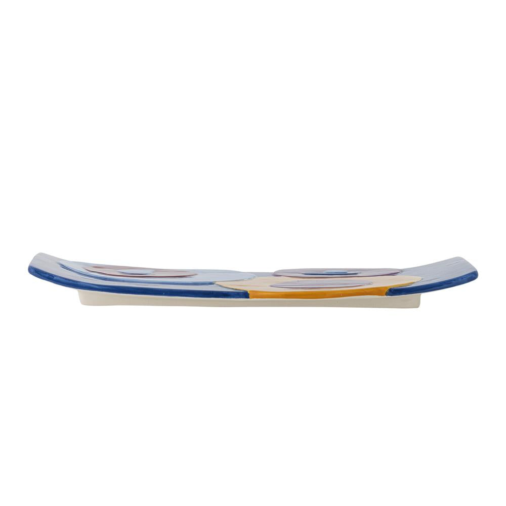 Bloomingville Polivia Tablett Keramik bunt handbemalt 30 cm