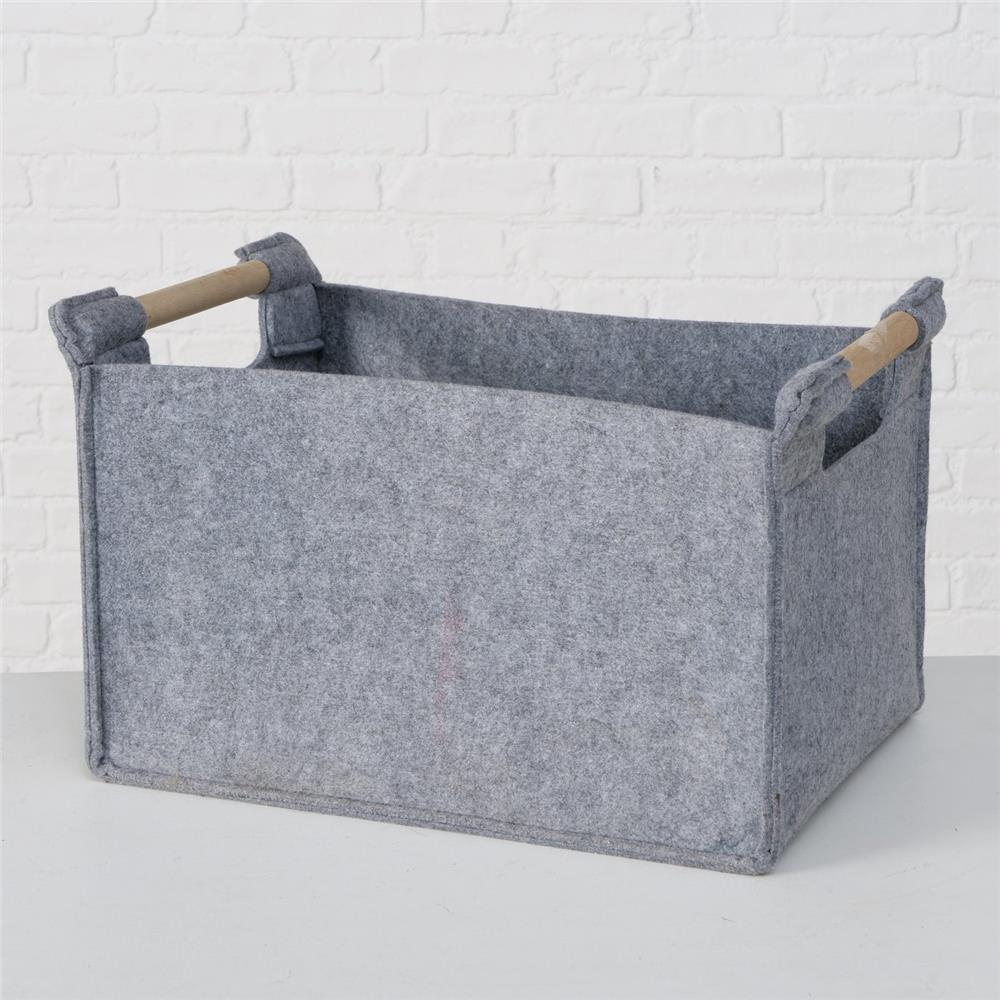 BOLTZE Korb Karly – 3er Set mit Hirschgeweihmotiv, Holz & Textil, Landhausstil
