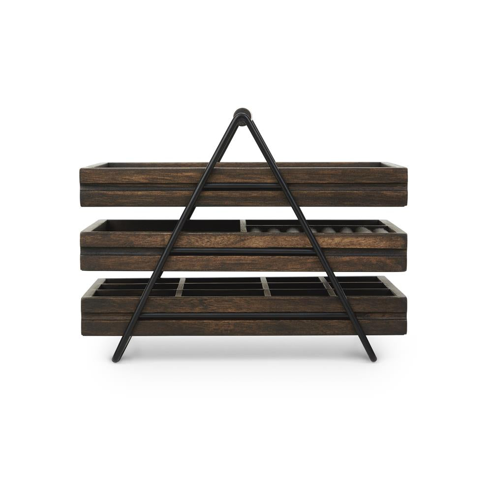 Umbra Terrace Schmucktablett Holz Schmuckkästchen mit drei Schubfächer für Ringe Armbänder Ketten Uhren und Mehr