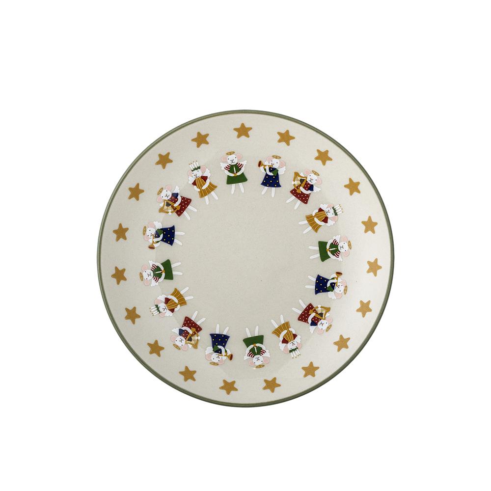 Bloomingville Peo Teller Natur Steingut 4er Set Weihnachtsteller 16 cm