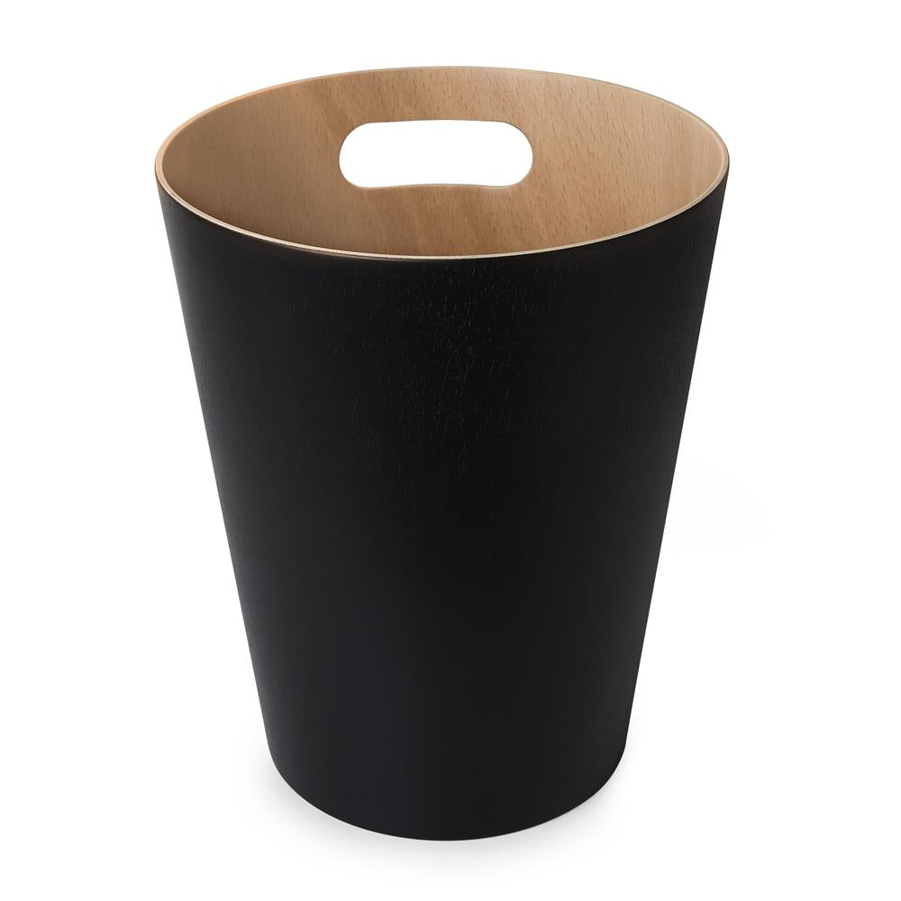 Umbra Woodrow Abfalleimer, Schwarz/Holz, 7,5 Liter, Zweifarbiger Papierkorb