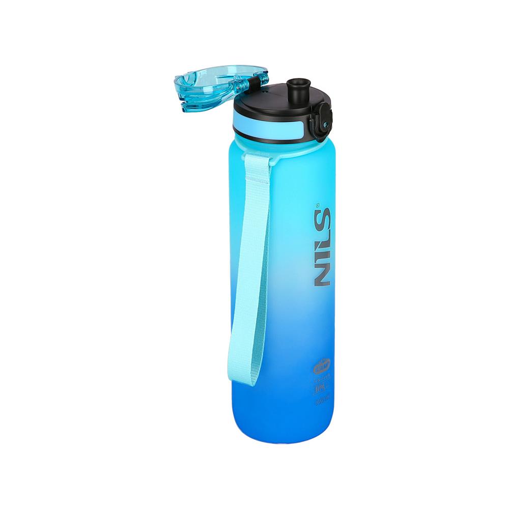 NILS CAMP Trinkflasche Tritan 950 ml blau mit Fruchteinsatz für Sport Outdoor