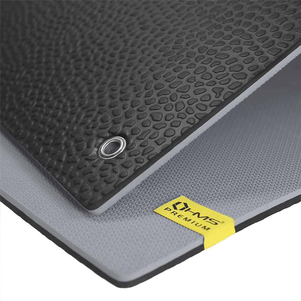 Fitnessmatte 180x60 cm 15 mm Grau/Schwarz | HMS Premium MFK03