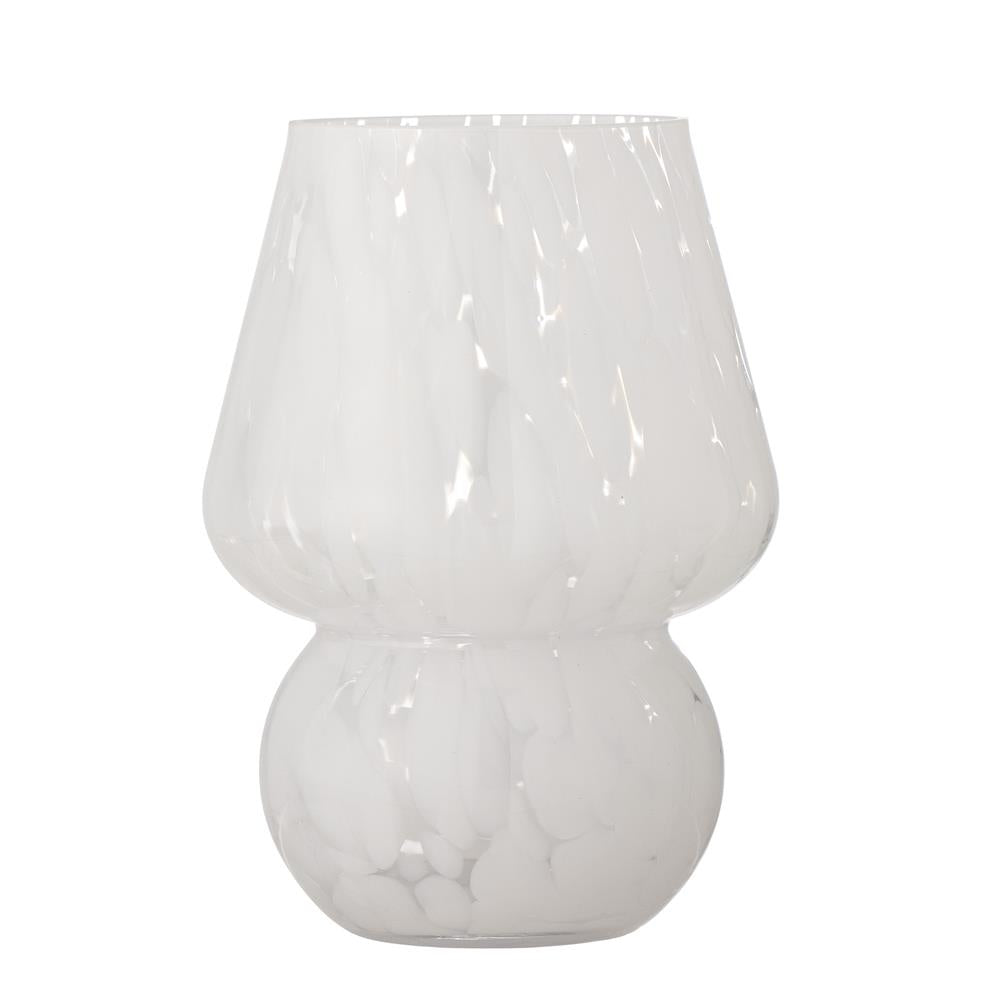 Bloomingville Halim Vase, aus Glas in weißen Nuancen, 13x18,5 cm, einzigartige Form